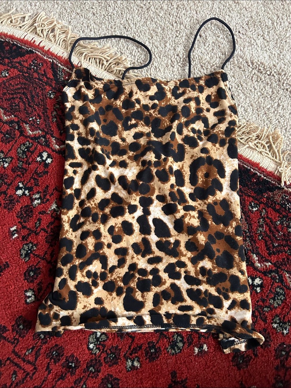 Leopard Print Spaghetti Strap Cami - Brown & Black